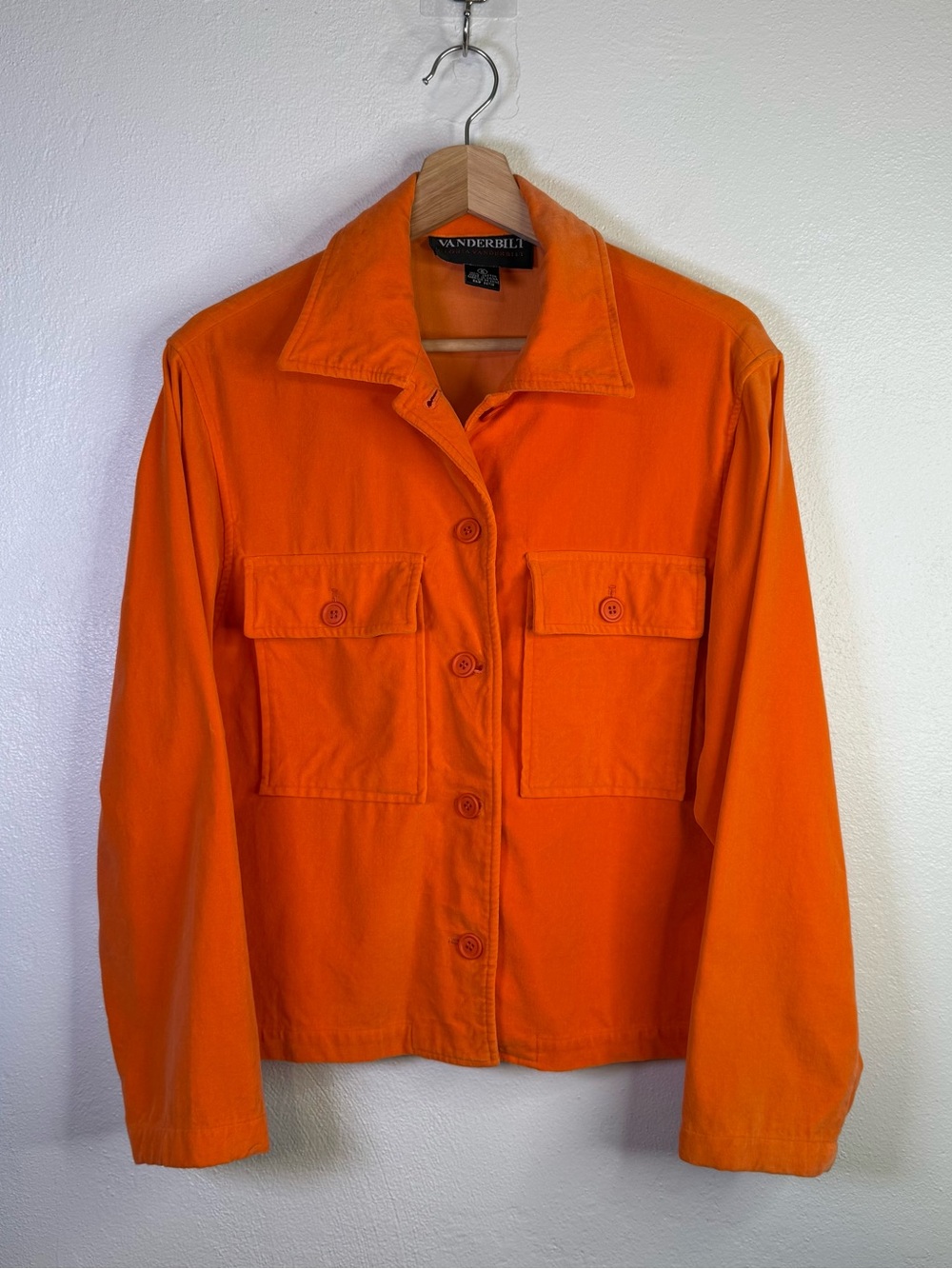 Vintage Y2K Gloria Vanderbilt Bold Orange Monochrome Utility Field Jacket Sze 6